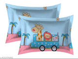Kids Cartoon Cotton Blend Fitted Bedsheet, multi-color zigzag pattern, machine washable bed linen for kids room