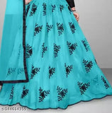 Blue Art Silk semi-stitched lehenga choli with embroidered net dupatta for women's weddings