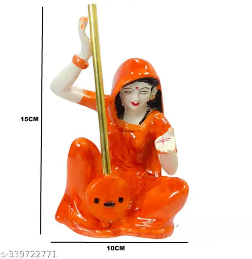 Polyresin Indian Meera bai statue, intricately detailed god idol for home decor, 10cm x 15cm x 10cm