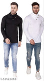 Multicolor cotton blend high neck long sleeves t-shirt, ideal for casual wear, India origin