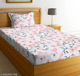 Glace cotton single bed sheets pack of 1 with 1 pillow cover, superfine botanical print, ideal for summer adult use