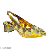 Synthetic gold-embellished belly sandals by Hafiz Footwear, India - Stylish, unique, and comfortable ballerinas in sizes IND-5 to IND-10