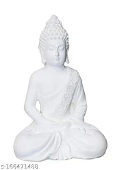 White Ceramic Big Sitting Buddha Statue for Home Decor or Pooja Purpose, 10-inch height