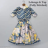 Cotton crop top lehenga, ethnic motif print for baby girl 2-8 years, Indian party wear, breathable & comfortable