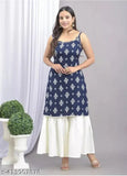 Rayon sleeveless kurta set with sharara bottomwear, printed net fashionable kurta from Osam Design, India