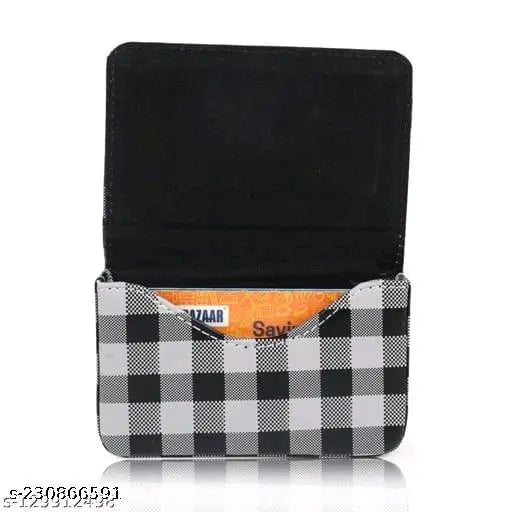 Stylish men's PU card holder, free size (10cm x 8cm), solid pattern from India