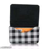 Stylish men's PU card holder, free size (10cm x 8cm), solid pattern from India