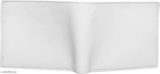 White faux leather Batua wallet for men, compact design with 2 compartments & extra card slots