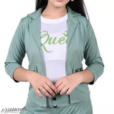 Mint green print cotton blend dress set for girls aged 1-16 years, featuring a top with three-quarter sleeves and full length stretchable pants