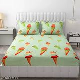Green DWORTH Premium Cotton Elastic Fitted Bedsheets 250 TC, double bed size 78x72+10, 2 pillow covers included for 78x72 inch mattress