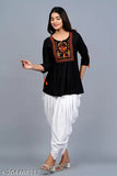 Rayon embroidered top, TOP&DHOTI for Indian traditional wear, featuring three-quarter sleeves and various sizes from S to XXXL