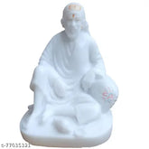 Ceramic marble SaiBaba Dwarkamai idol, 4 inches - great for home decor & car dashboard, perfect gift for religious occasions