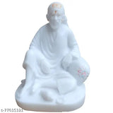 Ceramic SaiBaba Dwarkamai marble idol (4 inches), perfect for HomeDecor or CarDashboard, great gifting option for festivals and celebrations