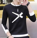 Multicolored striped polyester long sleeve t-shirt for men, size M (38in chest, 28in length), made in India