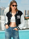 Elastodiene women's bomber varsity jacket, printed net pattern, long sleeves. Super stylish, fashionable and trending jacket. Free size available