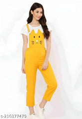 Cotton blend printed net jumpsuit for girls, stylish and trendy