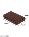 Solid leather HRF STAR business card holder, 2 compartments for debit/credit cards, free size (10cm x 7cm) - made in India