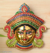 Gold-finished Maa Durga wall hanging for home decor & Diwali gifting (16.5cm x 4cm)