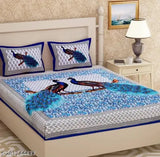White and floral, 100% Jaipuri cotton king size double bedsheet set with 2 pillow covers. Ideal for summer use