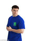 Plus-size, oversized cotton blend men's half sleeve T-shirt with printed design. Versatile fashion essential for any story
