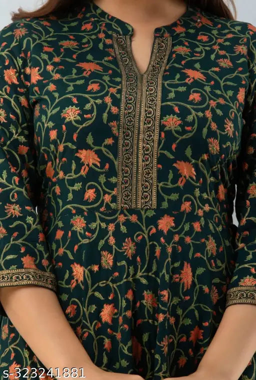 Stylish and comfortable rayon kurti/gown in floral print, perfect for women's occasions