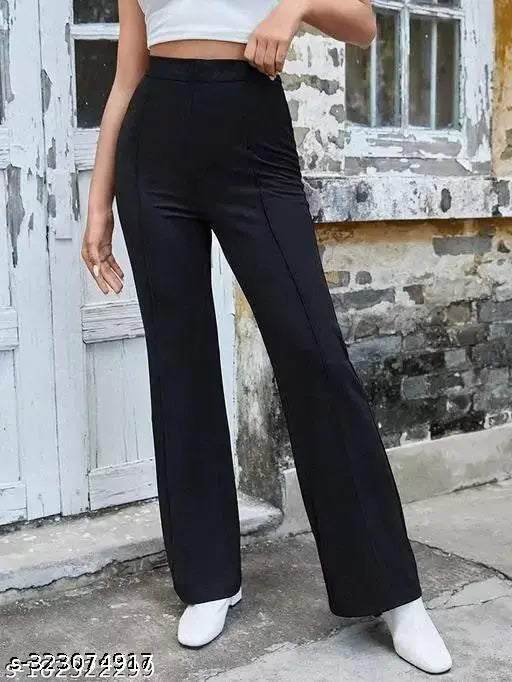 Cotton blend anara trouser - Solid net, fashionable women's pants available in sizes 24, 26, 28, 30, 32, 34, 36 (waist 24-36, hip 30-42) from India