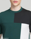 Multicolor striped round neck polyester T-shirt, trendy and comfortable for men, made in India