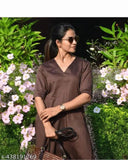 Rayon V-neck kurta pant set in solid color, lightweight and soft cotton fabric, side slit hem pants with elasticized waistband, versatile for casual or formal occasions, perfect for gifting, Indian traditional design