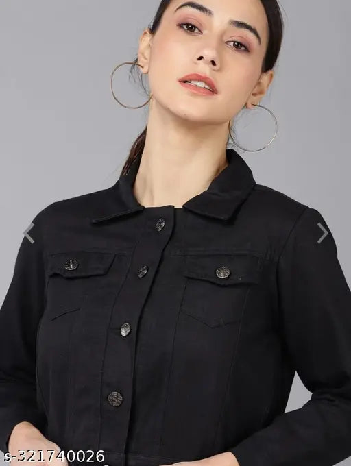 Denim jacket for women, self-designed net pattern, three-quarter sleeves. Classic denim jacket in India for a stylish yet versatile look