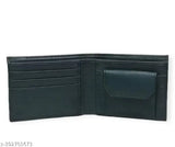 Green faux leather men's wallet, 8 card slots, evening/party trendy design, India origin