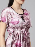 Satin nightsuit set, printed with colorful patterns for women's fashionable pyjamas