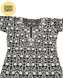 Elegant black Georgette kurti with Kashmiri Aari embroidery, perfect for every occasion. Lightweight and versatile, easy care." (105 characters)