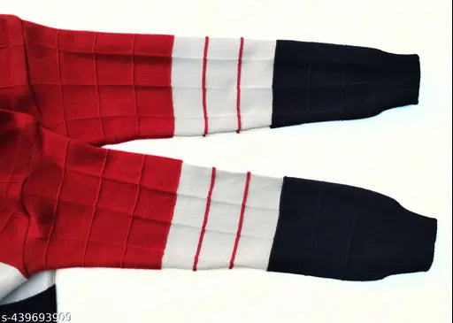 Red and black striped wool sweater for boys, vibrant and comfy for playtime