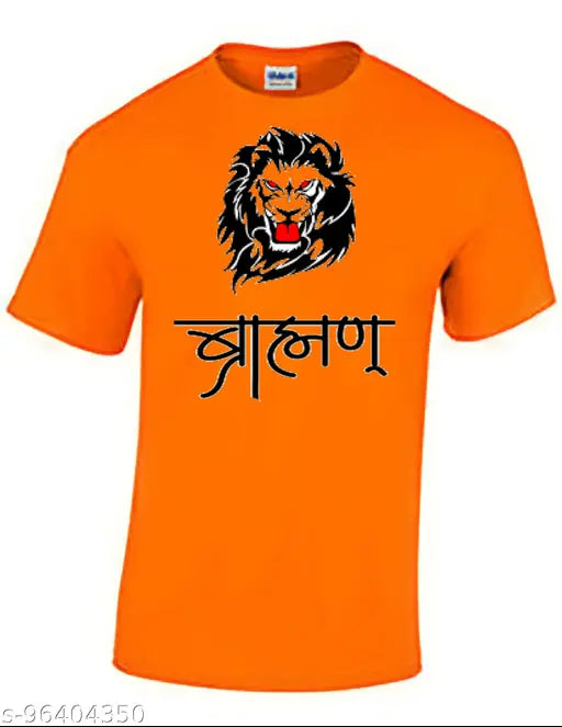 Cotton blend Brahman printed short sleeves t-shirt, vibrant Indian artwork on chest, size M (38in/27in)