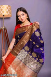 Sambhalpuri embroidery work Banarasi satin silk saree in free size, showcasing intricate zari woven pattern on both saree and running blouse