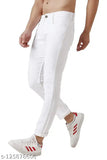 Slim fit denim jeans, plain white by FLETE FASHION. Hand wash only, size 30