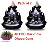Black polyresin Adiyogi Shiva Smoke Fountain for Pooja (2pcs, 40 cones), Indian home decorative showpiece