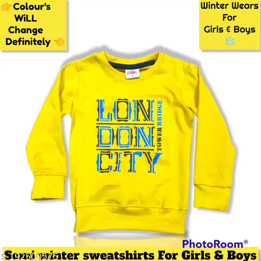 Kids girls winter fleece sweatshirt, cotton blend, long sleeves, printed net design - pack of 3 for kids winter wear