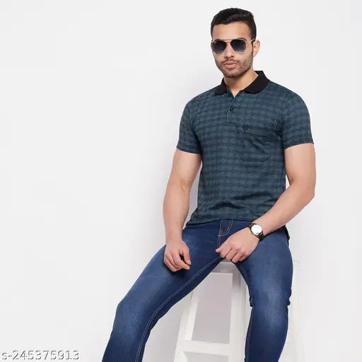 Multi-colored cotton polo shirt for men, short sleeves with striped pattern