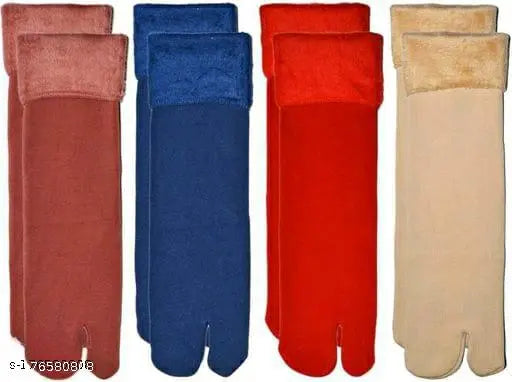 Wool snow velvet touch multicolor socks, trendy winter footwear, soft and sweat-free, one size fits all women