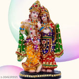 Poly resin Krishna and Radha idol set, 9cm x 13cm x 22cm, Indian artistry