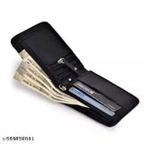 Trendy faux leather men's wallet/purse, solid color design, free size (11cm x 9cm), Indian origin