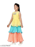 Silk blend colorblocked gown for girl, trendy wedding or party wear, India origin
