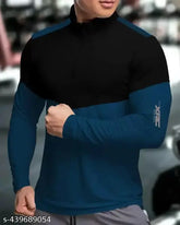 Factual men's colorblocked polycotton Henley neck full sleeve dryfit t-shirt - modern design, comfortable & versatile for casual wear or light activities