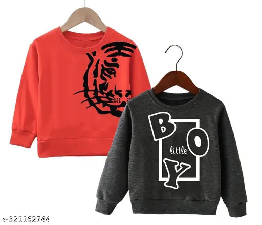 Printed cotton sweatshirts (pack of 2), suitable for winter wear and versatile styling with jeans and casual shoes