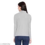 Solid Lycra polo neck t-shirt, slim fit with raglan sleeves for women - pack of 2 (S: 34" bust, L: 38", XL: 40")