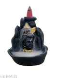 Polyresin Krishna backflow fountain incense holder, decorative showpiece with 10 cones, India-made