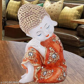 Resin Buddha statue: Child monk meditating, 4" x 8" x 4", handcrafted, Indian decor