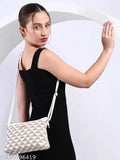 PU embossed geometric pattern sling crossbody bag for women, free size (L:10in, W:4in, H:6in), textured net design