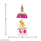 Multicolor poly resin Lord Chatri Ganesh pagri showpiece (17.5cm x 5.5cm x 4cm), handcrafted, suitable for home, temple decor, or gifting